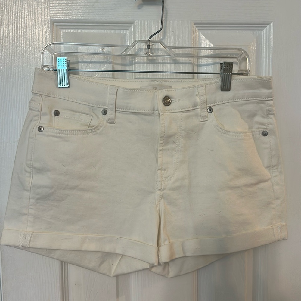 7 for all mankind NWT Mid-roll White Denim Shorts